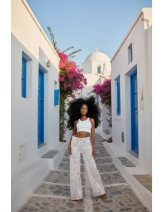 pantalon bordado y topos